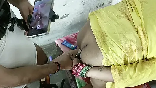 Double dildo in ass to fuck big ass Hindi audio doggy style anal