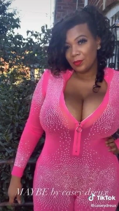 Ebony BBW MILF Casey Dreux Sexy Pink Lingerie