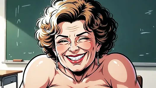 Шаловливая учителька в декольте соблазняет