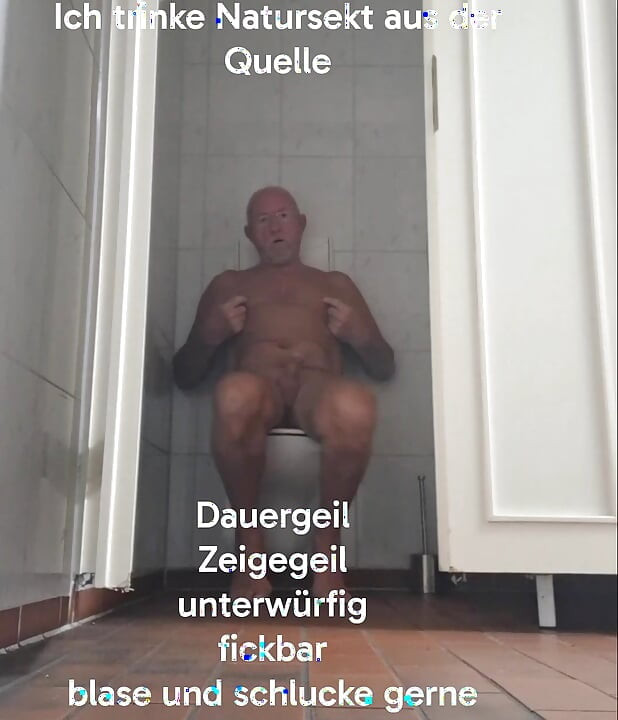 Naked and playable in the public toilet