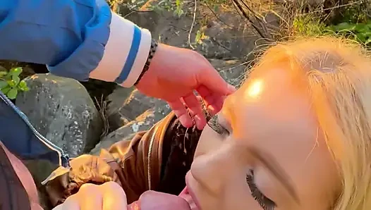 Young Sexy Russian Teen Gives Beach Blowjob Then Takes Hard Anal & Swallows Full Cum Load