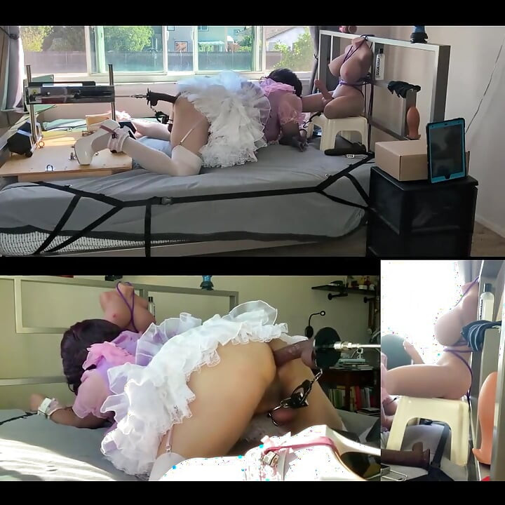 แม่บ้านน้องสาวซาตินสีชมพูโดนเครื่องเย็ดของเธอและเล่นกับตุ๊กตาเซ็กส์ทอยของเธอ