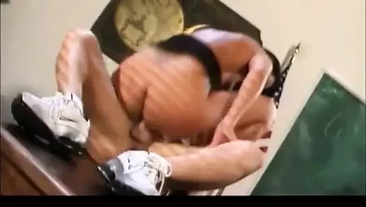 Latina Teacher Sucks Big Cock of Student Before Riding It in the Classroom