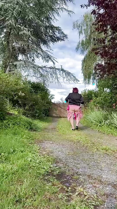 Dressed in a little pink pleated skirt for an evening out