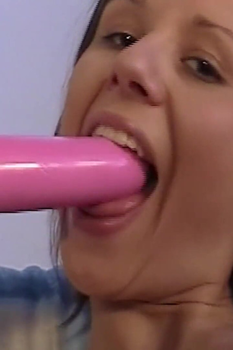 Brunette Toys Her Pussy with Pink Dildo