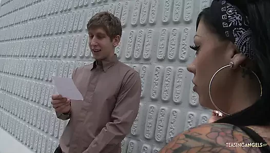 Inked brunette bitch loves getting fucked and sprayed with cum