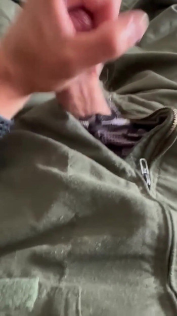 Key moment from "Hot US army soldier jerking off his throbbing cock!!"