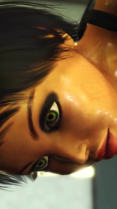 Çarpıcı an "Siberpunk seks. sıcak 3d futanari bilimkurgu laboratuarında seksi bir kelepçeli kızla oynuyor"