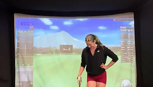 Trying to Golf in a Simulator with My Lush in! Trying Not to Cum While I Swing!