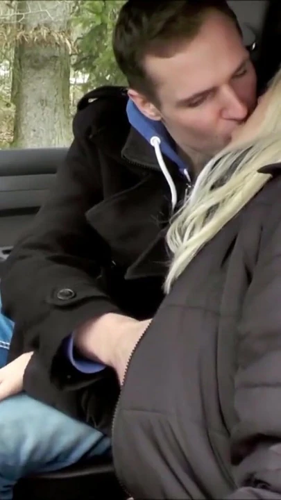 Captivating moment from "German wife fucks in a car with a hitchhiker boy and gives him a rimjob"