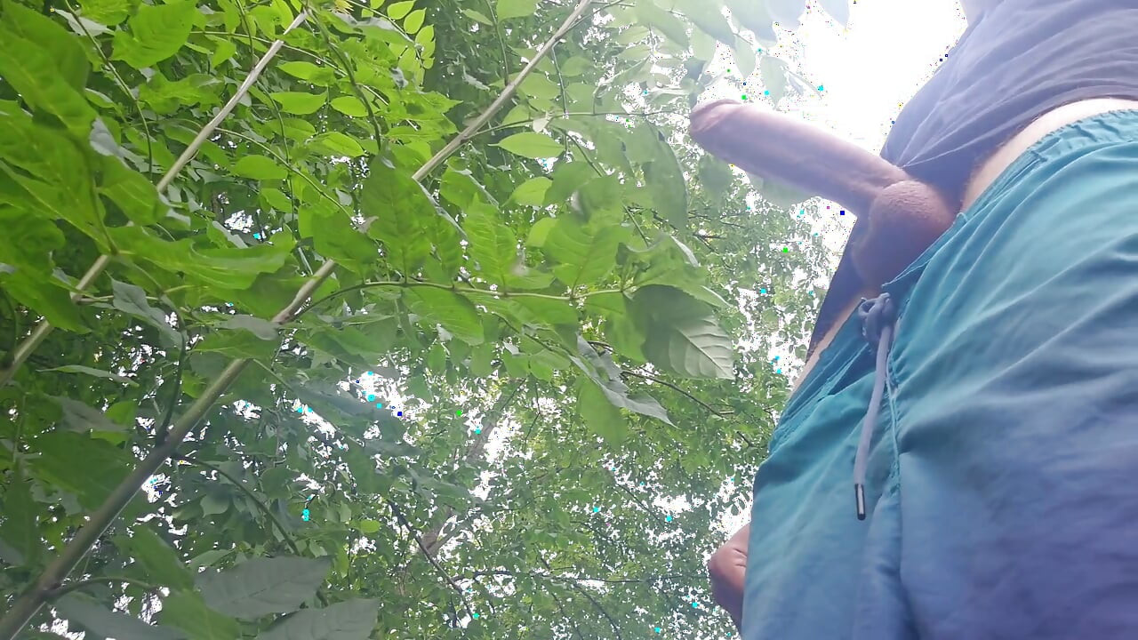 Risky Outdoor Jerk off - Almost Caught & Huge Cumshot in the Woods
