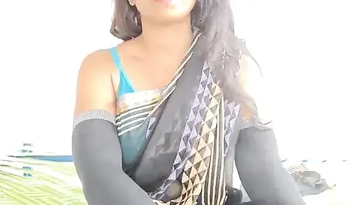 Back saree with pink panty me hot sexy bhabhi ki chudai