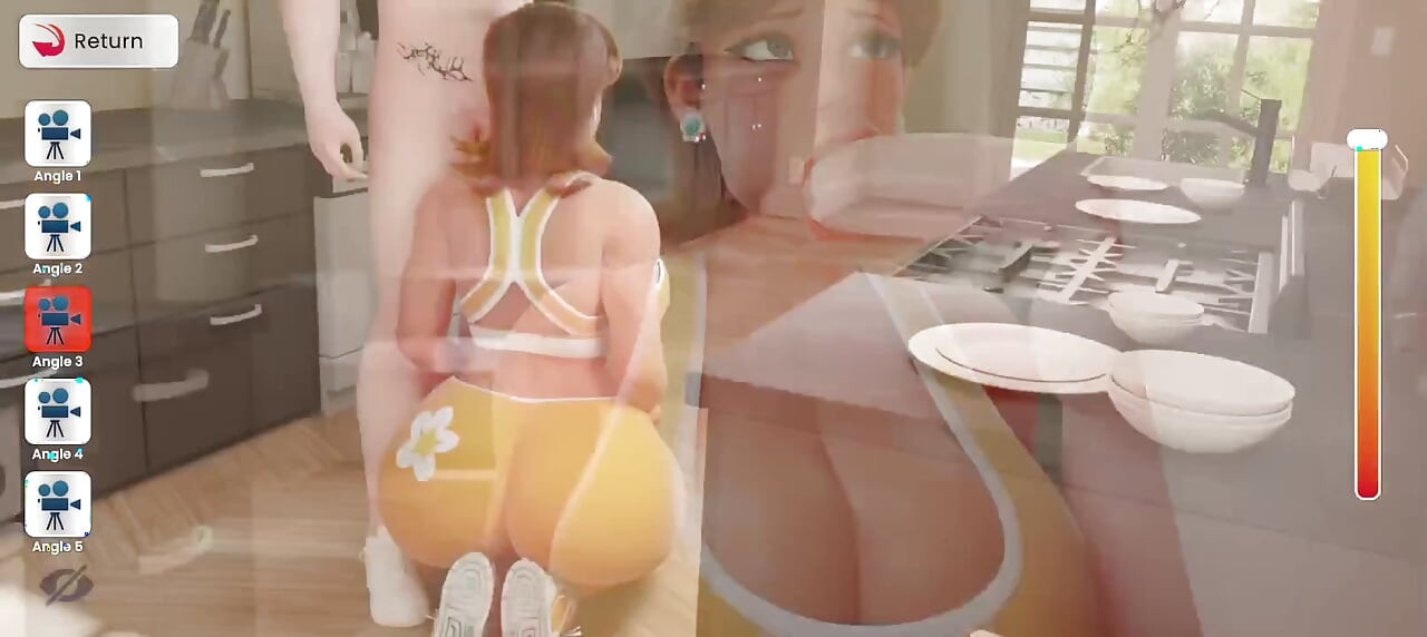 Debbie gives Eden a blowjob in the kitchen