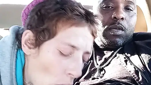 Dirty street whore is drinking my cum for breakfast. MILF