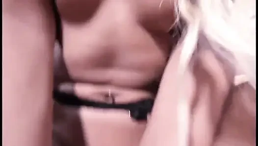 Blonde petite on big dick...cum on face