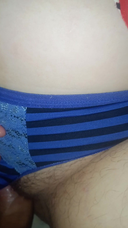 Eating naughty wife very tasty blue panties, I love to fuck with her