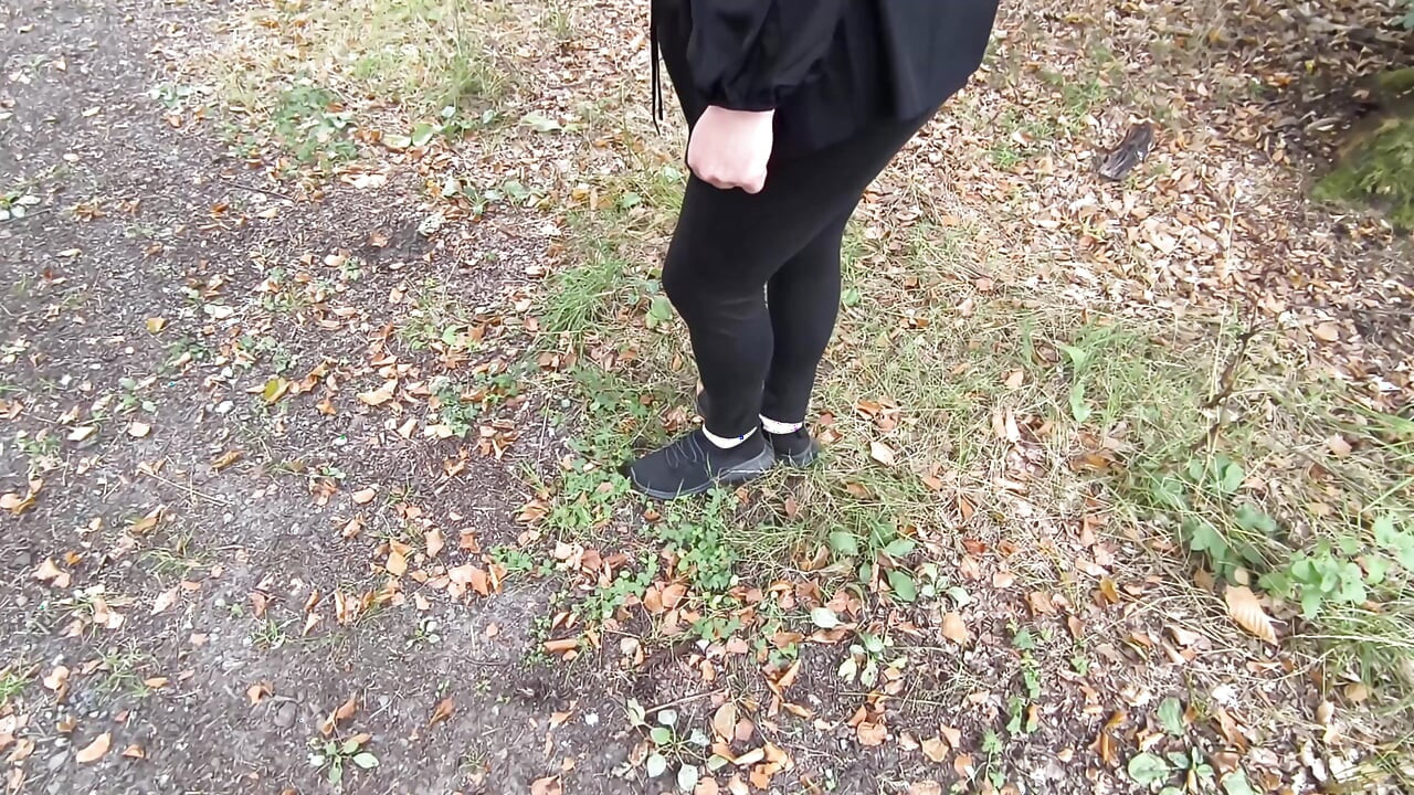 Barefoot beating your breasts red while hiking