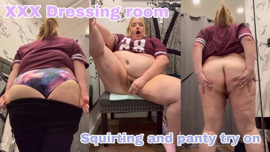 BBW public masturbation in dressing room