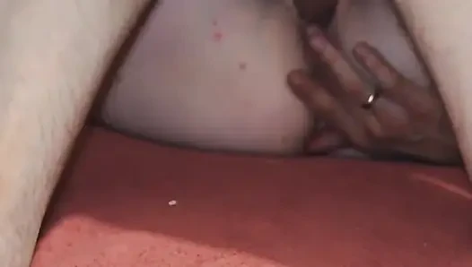 This is what the missionary position looks like up close from behind.