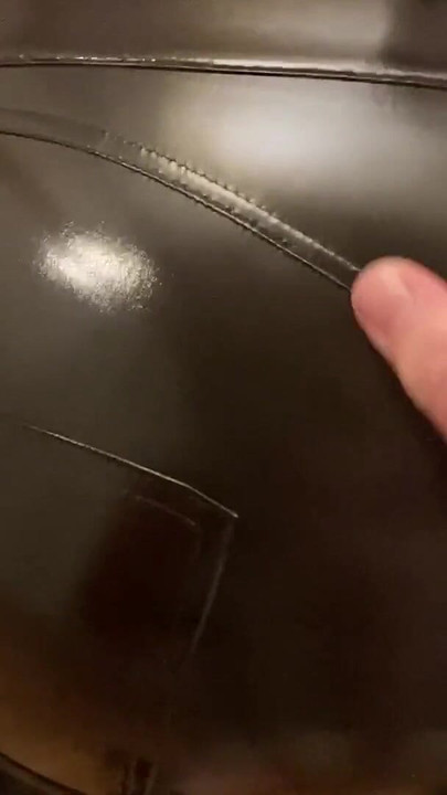 Emotional moment from "Cum on Shiny Black Vinyl Pants"
