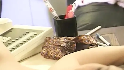 Секретарша с большими сиськами делает ее работу, ублажая его член в офисе