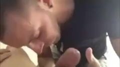 Cumming down my neighbor's throat and he swallow every drop