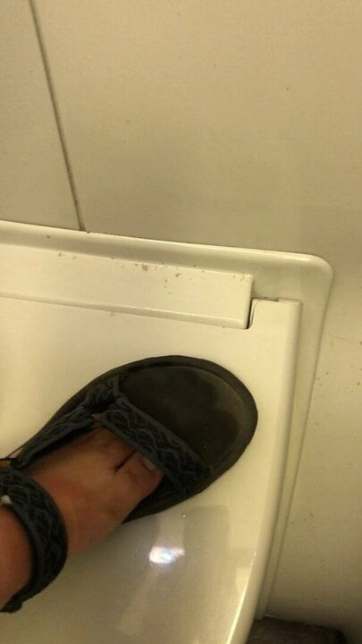 Cumming on Sandals in Restroom