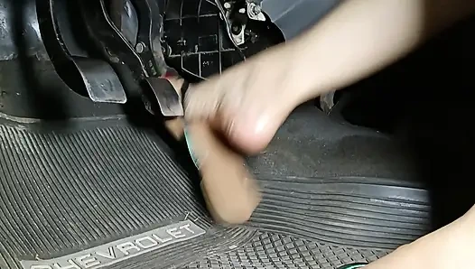 Accelerating and Pumping Racing Pedals Wearing Flip Flops