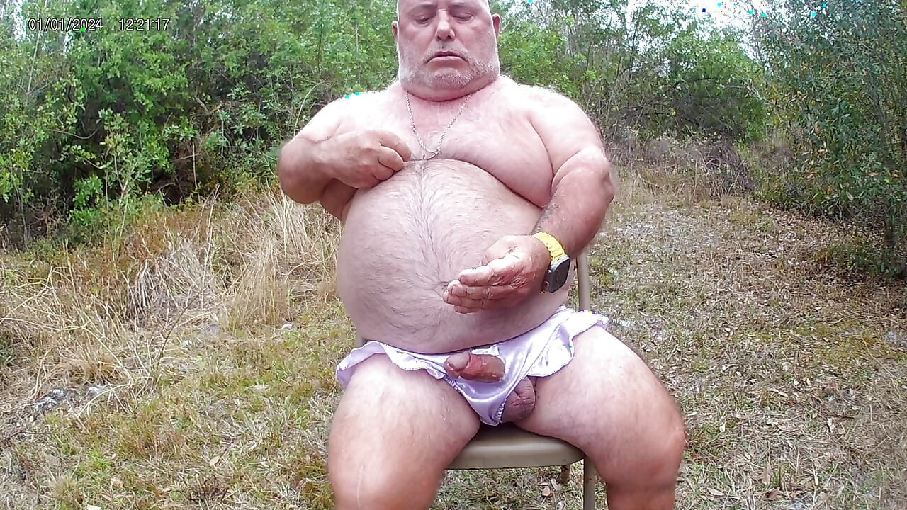 Edging wearing panties, edging my cock in the woods again.
