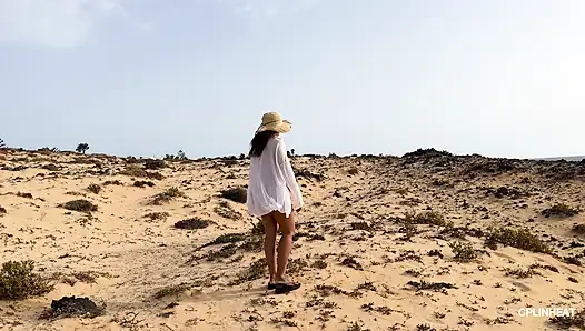 My Big Thai Tits Tremble in the Salty Wind, Hard Nipples Exposed at the Naked Beach