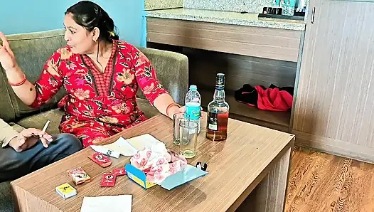 Indian couple intimate in hotel room