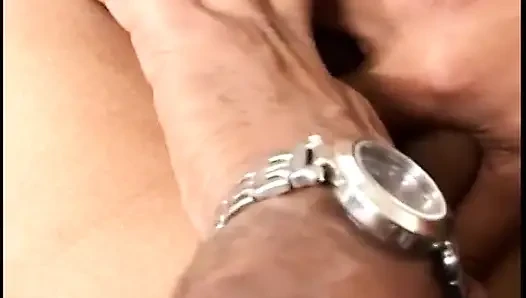 Black bitch with juicy lips hardcore fucking a black cock on the couch