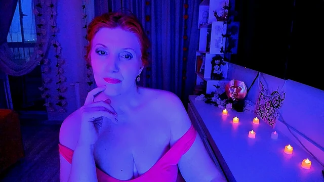 Redhead woman is moving under quite music