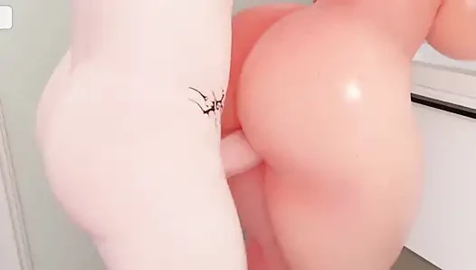 Eden fickt Zoe in einer stehendposition des badezimmers