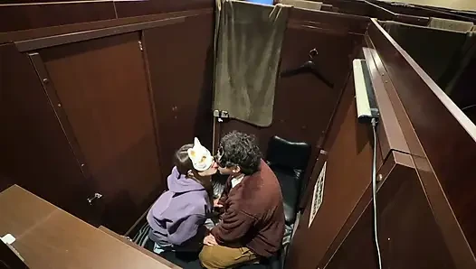Ntr at an Internet Café - Her Husband Is Nearby While She Gets an Anal Creampie