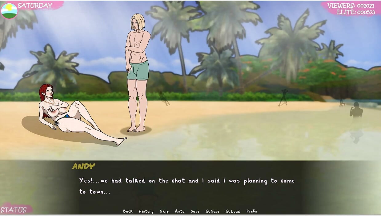 Lust Town - Lt - Gameplay - Roleplay - Nudity in Beach - Saggy Breast Topless with Big Nipples - Teasing Stranger in the Beach