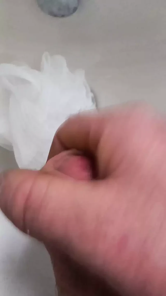 Tradesman cumming in customers body sponge puff