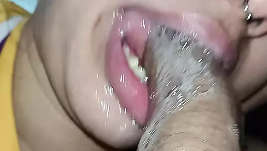 EXTREME POV popping her big lips on the stalk of naughty cock
