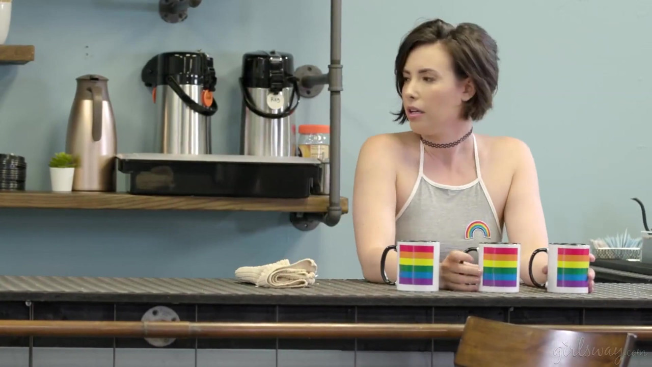 Girlsway – Casey Calvert Offers Free Pussy Eating as Cafe Grand Opening Special & Customers Line up