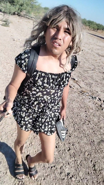 Spectacular moment from "Cute Ladyboy In Public With Very Hot Mini Skirt And Sandals"