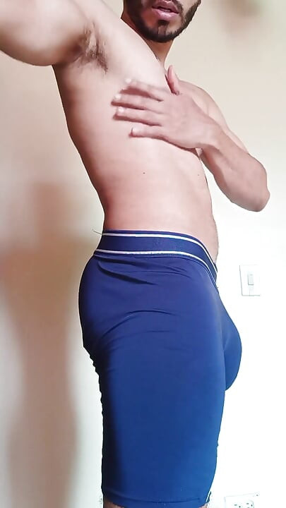 Boy Exercising at Home Shows His Ass and Cock on Camera