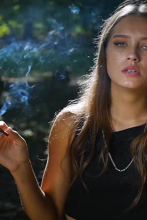 Sexy Russian Babe Smoking Cigarette Indoor Studio