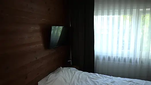 Skinny girl sucks a massive cock then gets fucked deep in the pussy