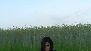 Dark haired chick from Germany enjoy masturbating in the outdoors