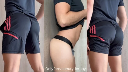 Horny Boy jerks off in tight shorts jockstrap big bulge showing Hot Twink