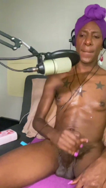 Ebony Transwoman Stroking to some Gay Porn | Clip 1