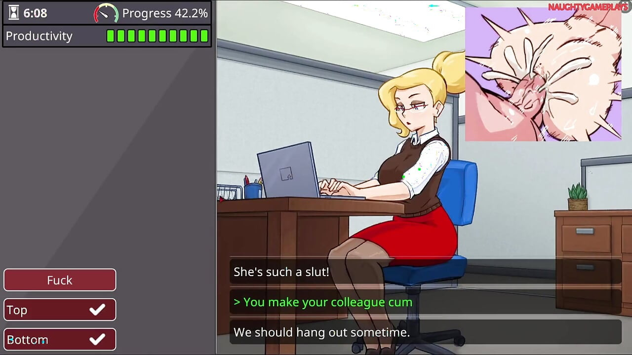 Barely Working - Busty Blonde Fucked by Everyone in the Office - 3D Porn Game