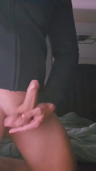 Wanking my Shaved Dick with Low hanging Balls & Cumming | Clip 1