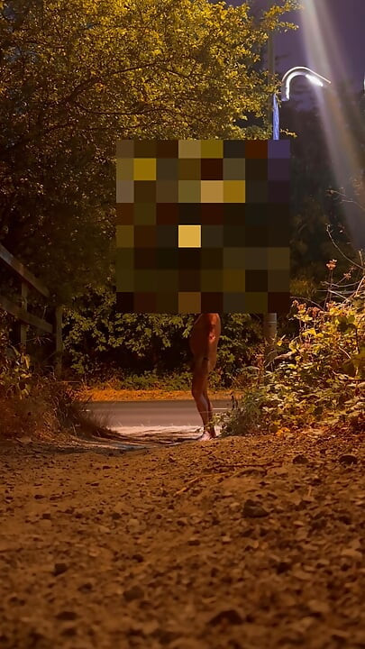 Undressing in view of traffic and walking naked in the road