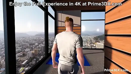 Futanari Fitnessstudio Dominanz: Buff-typen werden von gut bestückten futa in einer verschwitzten trainingseinheit bei Prime3DX intensiv befriedigt